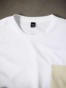 Sorvial Conjunto de camiseta de cuello redondo de manga corta con bolsillo y pantalones cortos con cordón para hombre - Multicolor - Ver 6