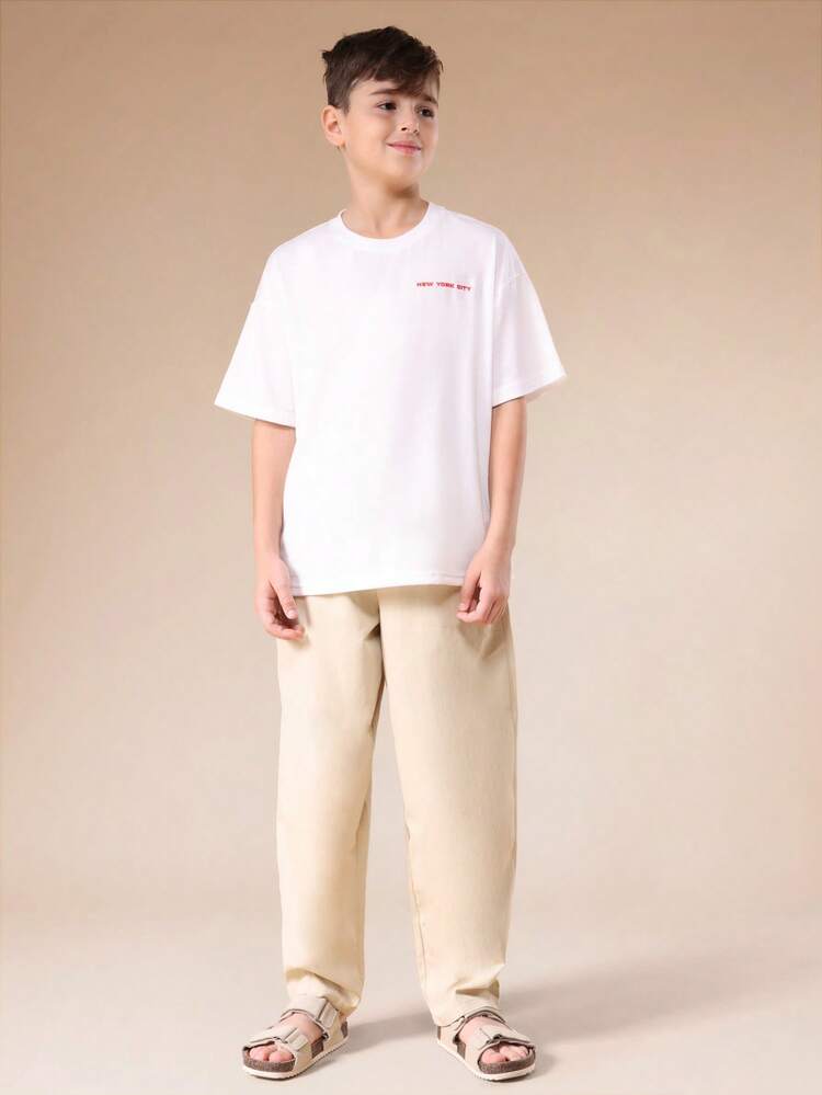 Burger Print T-Shirt With Chino Pants Set