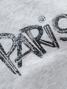 PETSIN 1件猫狗通用服装，时尚“巴黎”水钻宠物衣服，灰色小型犬柔软套头衫 - 灰色 - 查看 3