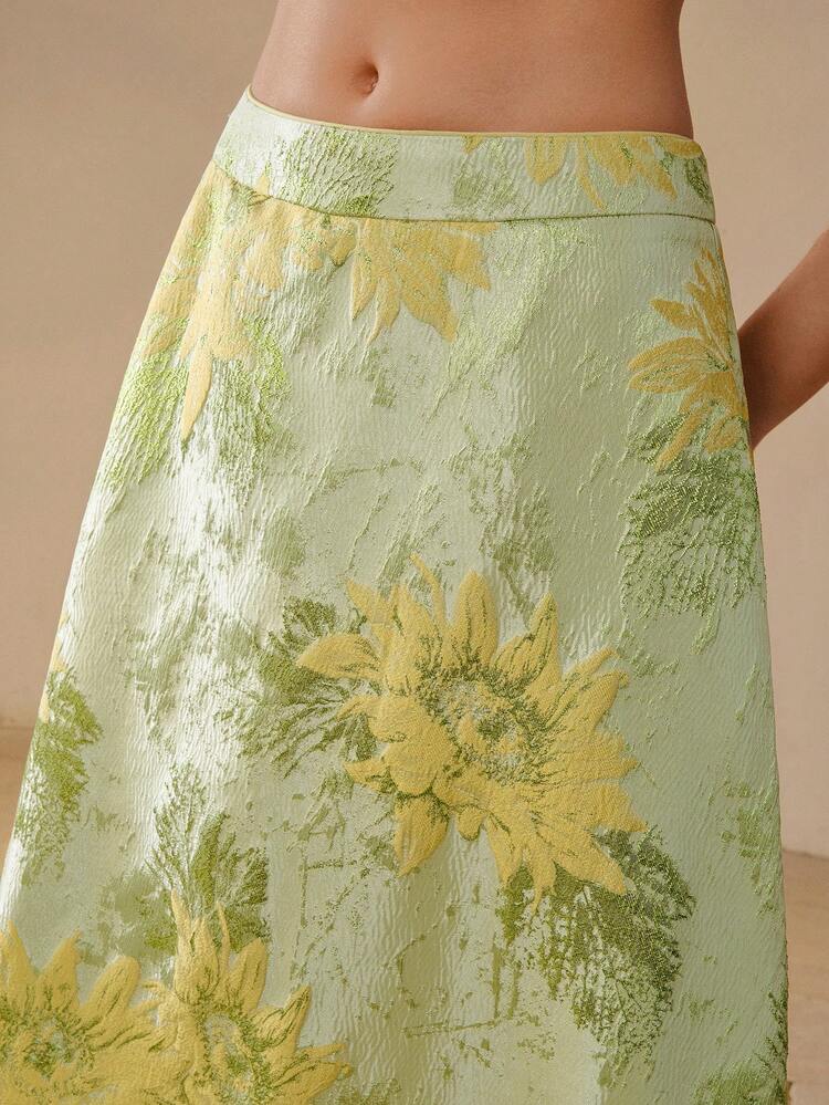 VINTAGE JACQUARD HIGH WAIST SKIRT