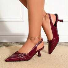 Shoe Short, Elegant, Fashion, Comfortable - 酒紅色 - View 2