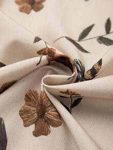 Linhara Plus Size Women Insect & Floral Print Round Neck Double Layer Ruffle Sleeve Loose Casual Everyday Blouse, Summer New - Multicolor - View 3