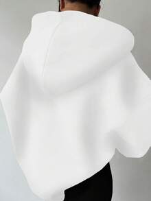 SHEIN EZwear 大码女式休闲长袖宽松卫衣，带口袋，适合秋冬季节穿着。 - 白色 - 查看 6