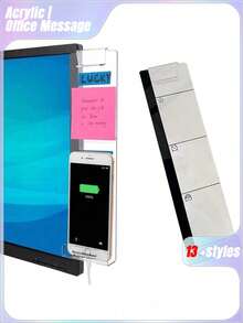 SHEIN 1pc Monitor Memo Board, Acrylic Material Computer Left/Right Side Rectangular Message Board, Transparent Monitor Side Panel Creative Desktop Memo Pad For Home Office Accessories Desktop Message Office Decor - Multicolor - View 1