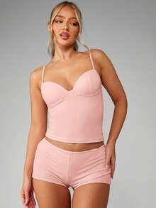 MISSGUIDED Áo tank top corset dáng dài với dây đeo có thể điều chỉnh, thích hợp để phối lớp với trang phục thường ngày. - Hồng - Xem 3