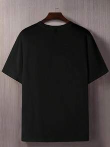 Manfinity LEGND Men's White Crew Neck Short Sleeve T-Shirt, Italian Element Print, Jersey Style - Black - View 2