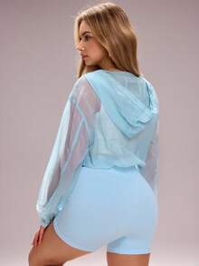 Medorelle Women's Casual Pocket Sun Protection Jacket - Baby Blue - View 2