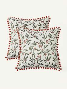1/2 Vỏ gối họa tiết lá cây và quả, kiểu dáng retro, chất liệu jacquard chenille, thích hợp sử dụng hàng ngày trong nhà, trên ghế sofa, giường ngủ, làm vỏ gối trang trí, phù hợp cho mùa xuân, hè, thu và đông, dùng được quanh năm (không bao gồm ruột gối). - trắng - Xem 12
