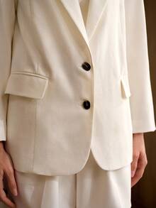 MOTF PREMIUM LINEN LOOSE FIT BLAZER, VINTAGE STYLE, SPRING/SUMMER - White - View 3