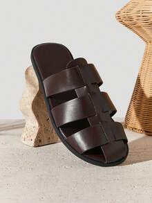 SHUZIA #RelaxStep 男士闭趾高级仿皮咖啡色渔夫拖鞋 – 从游艇到海滩，轻松舒适，日常穿着无负担 - 咖啡棕 - 查看 7