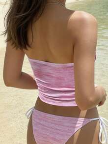 Sundraya Women's Plant Print Tight Bandeau Casual Versatile Sleeveless Top - Multicolor - View 2