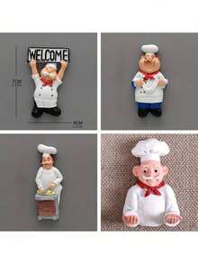 SHEIN 4-teiliges Set, Küchen-Chef-Kühlschrankmagnet, Cartoon-Kühlschrankmagnet, 3D-Magnetaufkleber, Kühlschrank-Dekoration, süße Artikel, Küchen-Dekorationsserie, Heimdekoration, Raumdekoration, Valentinstag Geburtstagsgeschenk, Valentinstag Hochzeit, Aufbewahrungsbehälter - Weiss - Übersicht 12