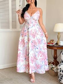 FleurLily Vestido sin mangas con estampado floral elegante talla grande, para verano - Multicolor - Ver 6