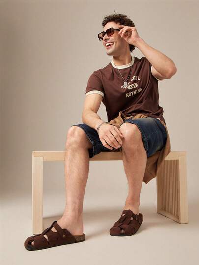 SHUZIA Zoccoli da uomo con suola in sughero, punta tonda, con fibbia e supporto plantare confortevole