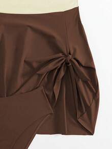 Swim Lushoire Bộ 2 món/bộ, áo tắm tankini một vai phối màu mới năm 2025 dành cho nữ, có đệm mềm mại, giúp thon gọn vóc dáng. - Nhiều màu - Xem 7