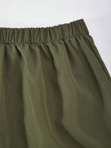 SHEIN ChillGRL Teen Girls Star Print Crew Neck T-Shirt And Olive Green Fashionable Cargo Pants Set - Army Green - View 5