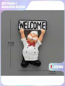 SHEIN 4-teiliges Set, Küchen-Chef-Kühlschrankmagnet, Cartoon-Kühlschrankmagnet, 3D-Magnetaufkleber, Kühlschrank-Dekoration, süße Artikel, Küchen-Dekorationsserie, Heimdekoration, Raumdekoration, Valentinstag Geburtstagsgeschenk, Valentinstag Hochzeit, Aufbewahrungsbehälter - Weiss - Übersicht 2