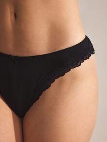 Ocili 100% Cotton Comfortable & Smooth Seamless Panties, Suitable To Pair With Lace - Black - View 5