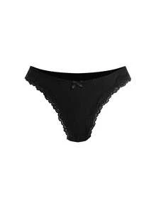 Ocili 100% Cotton Comfortable & Smooth Seamless Panties, Suitable To Pair With Lace - Black - View 8