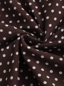 Sweetra 夏季可爱迷人波点印花露脐吊带背心，女士休闲装 - 棕色 - 查看 5