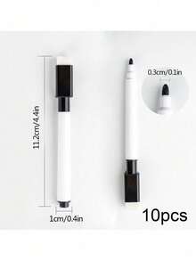 3/10pcs Black Erasable Magnetic Writing Marker Pen, Water-Based Erasable Whiteboard Pen For Blackboard, Wet Erasable Led Light Board Pen With Felt, Erasable Dustless Chalk For Blackboard, Magnetic Wiper Dry-Erase Marker With Brush, Erasable Sign Pen, Water-Based Whiteboard Pen Best Gifts Birthday - Multicolor - View 9