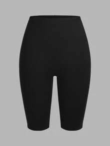 SHEIN EZwear 3件套黑色、酒红色、白色休闲针织紧身女式短款打底裤，夏季 - 彩色 - 查看 4