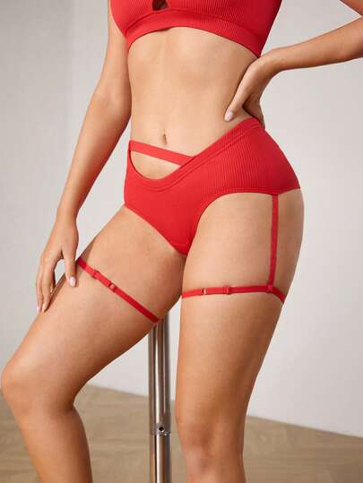 Menodora SHEIN Sport 女士纯色弹力镂空钢管舞运动内裤