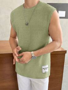 SWAVVY Women's Casual Crew Neck Pullover Blouse, Versatile For Daily Wear Men's Casual Tops Men Tops Sleeveless Mesh Men Top Men's Sleeve Less T Shirts Men Summer Top - Green - View 3