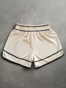 PAVTROS Men's Letter & Graphic Print Elastic Waist Contrast Trim Shorts - Multicolor - View 2