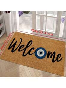 1pc Evil Eye Welcome Doormat - Anti-Slip & Anti-Dirt Machine Washable Polyester Mat, 0.39inch Thick 800g/M² Low Pile Indoor Entryway Mat With Blue & White Protective Design For Home Decor, Indoor Welcome Mat | Evil Eye Design | Durable Doormat, Welcome Mat For Front Door - Multicolor - View 14