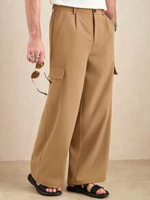 Core Aspect Pantalones casuales de negocios para hombres, de tela resistente a las arrugas, adecuados para combinar con el estilo Ins, salir, vestimenta casual de negocios, artículo esencial para todas las estaciones y combinaciones diarias, gran regalo para novio/esposo, Y2K - Café integral - Ver 1