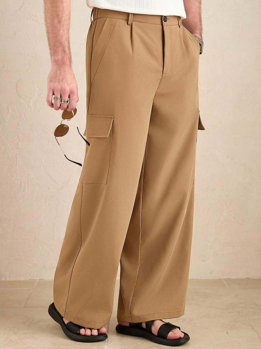 Core Aspect Pantalones casuales de negocios para hombres, de tela resistente a las arrugas, adecuados para combinar con el estilo Ins, salir, vestimenta casual de negocios, artículo esencial para todas las estaciones y combinaciones diarias, gran regalo para novio/esposo, Y2K - Café integral - Ver 1