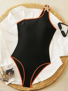 Swim Vcay 1 bộ đồ bơi liền thân gợi cảm dành cho nữ, họa tiết vỏ sò và sao biển, đồ bơi ôm sát cơ thể thích hợp cho kỳ nghỉ biển. - màu đen - Xem 2