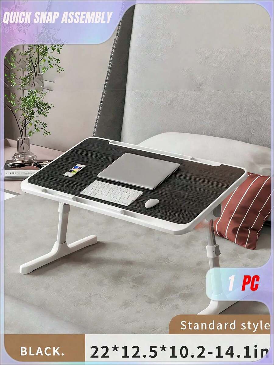 1pc Portable Folding Bedside Table, Height Adjustable, Easy To Use As Study Desk, Notebook Laptop Desk - Multicolor - View 1