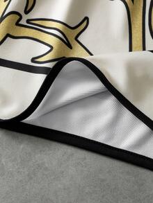 PAVTROS Men's Letter & Graphic Print Elastic Waist Contrast Trim Shorts - Multicolor - View 4