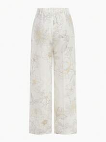 ZEYLAH 女士印花褶裥阔腿宽松西装裤 - 杏色 - 查看 2