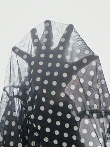 HautHeat 女士波点印花不对称下摆长袖上衣和裤子睡衣套装 - 黑與白 - 查看 8