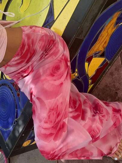 EMERY ROSE 女士花卉印花优雅美人鱼裙