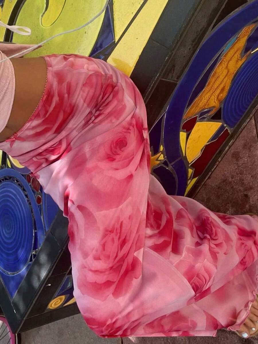EMERY ROSE Women's Floral Print Elegant Mermaid Skirt - Pink - View 1