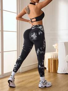 Slayform 女士扎染高腰镂空打底裤 - 彩色 - 查看 2