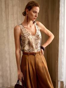 PREMIUM 轻薄蛇纹印花背心，动物纹印花，复古风格，春夏款 - 彩色 - 查看 5