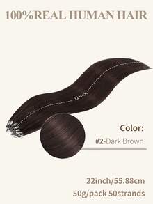 微环接发，100%真人发，颜色可选1#、NC#、1B#、2#、4#、6#、99J#、33#，长度14-22英寸，直发，50束/包，隐形珠加厚微环接发，带鱼线，无需胶水，易于造型，适合细软发质，沙龙级效果，所有女性适用。 - 彩色 - 查看 25