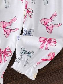 Souflis Souflis Baby Girls' Bow Print Casual Shirt + Pants Set - White - View 8