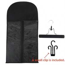 1 Bolsa para guardar peruca, Cabide para cabelo com capa protetora contra poeira, Presilha de cabelo com zíper para peruca, Bolsa para guardar peruca, Presilha para pendurar peruca em tecido não tecido (Perucas não incluídas) - Preto - Ver 6