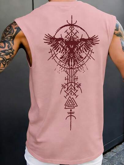 Manfinity LEGND Débardeur ample à col rond avec imprimé géométrique casual pour homme, été