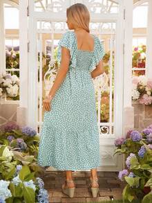 SHEIN Maternity Minimalist Floral Nursing Dress - Green - View 2