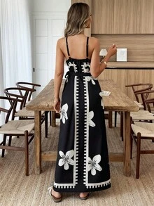 Louniche Women's Casual Vacation Everyday Positioning Print Long Straight Dress - Multicolor - View 2