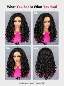 QUICK WEAR 9am Hair Store 即戴即用半假发，预造型，蓬松波浪卷/直发，灵活贴合，三合一半假发，带抽绳，自然发际线，无缝设计，新手友好，即戴即用，无需胶水，真人发假发，预先拔毛发际线，180%密度，16-28英寸常规尺寸，自然色，未经加工的处女发，情人节真人发无蕾丝假发，自然无胶假发，适合浪漫约会，女士适用。 - SNatural - 查看 4