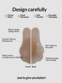 SHAPORA Silicone Lift-Up Invisible Breast Petals 2 Pair &Disposable Nipple Covers 5 Pairs Combo Set For Women , Seamless Breathable Self-Adhesivelnvisible Bra, Women's Lingerie & Underwear Accessories,Lift & Cleavage Enhancement Sticky Bra , Backless, Sticky Bra Nipple Cover,Strapless Bra,Lingerie, Boob Tape, Push Up Bra, Lingerie For Women, Backless Bra Suitable For Formal Dresses, Dates, Wedding, Travel, Vacation, Holiday, Festival, Bride, Spring - Coffee Brown - View 2