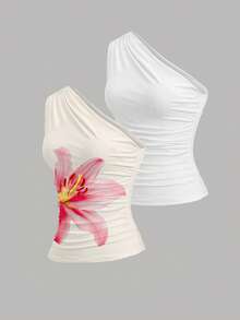 Sweetra Set da 3 pezzi di magliette eleganti da donna, design alla moda con spalle scoperte, aderenti e slim, casual e confortevoli, adatte per le vacanze, disponibili in 3 colori - Multicolore - Visualizzare 3